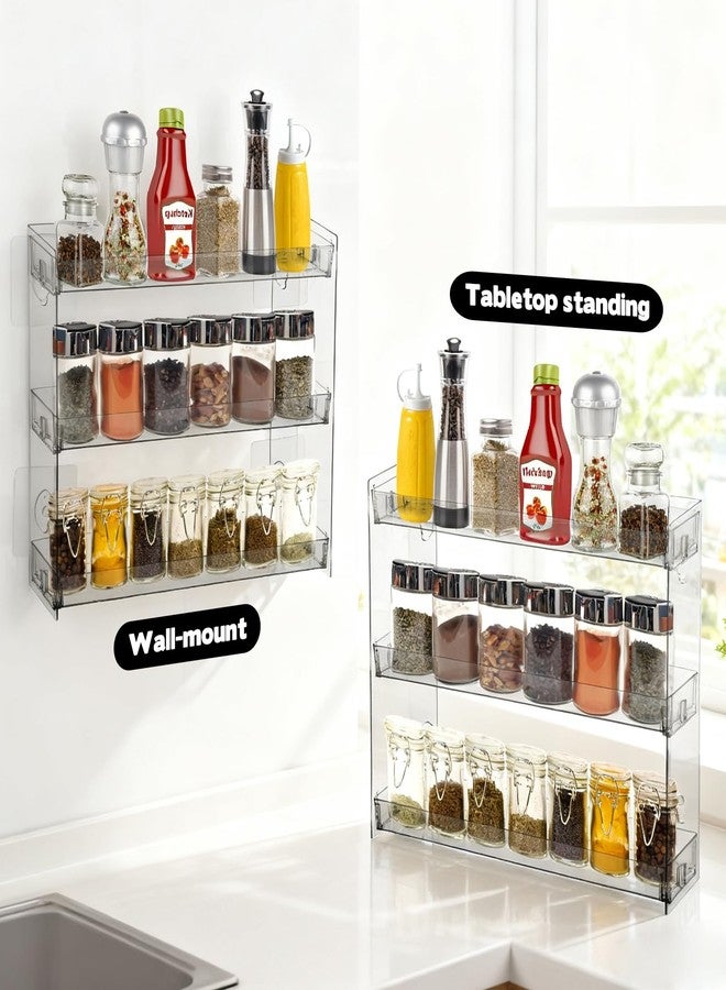 FMOACEN Spice Rack Wall Mount Clear Plastic Seasoning Organizer Condiment Bottles Storage Shelf Spice Rack Organizer for Kitchen Cabinet Doors Pantry RV Organization - Image 5